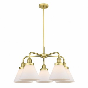 Cone - 5 Light Stem Hung Chandelier In Art Deco Style-15 Inches Tall and 25.75 Inches Wide - 1 of 1