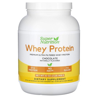 Super Nutrition Ultra Filtered Whey Protein Powder with Cocoa Powder, Stevia Leaf Extract, Monk Fruit Extract, Sunflower Lecithin, Non-GMO, and rbST