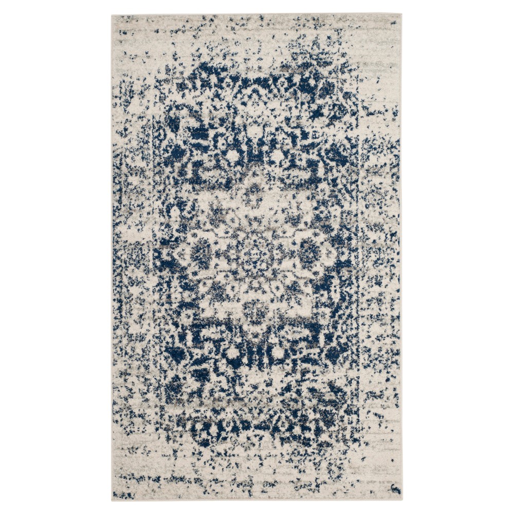 4'x6' Cream/Navy Botanical Loomed Area Rug - Safavieh