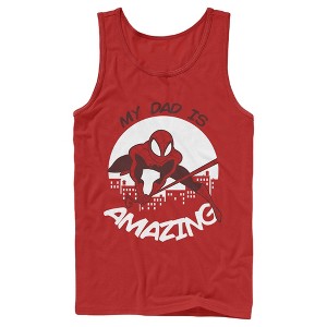 Men's Marvel My Dad is Amazing Cartoon Spider-Man Tank Top - 1 of 4