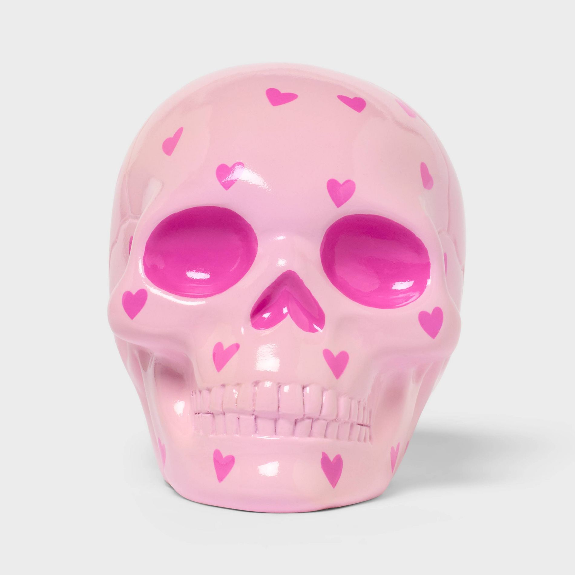 Valentine's Day Polyresin Skull with Hearts Pink - Spritz™