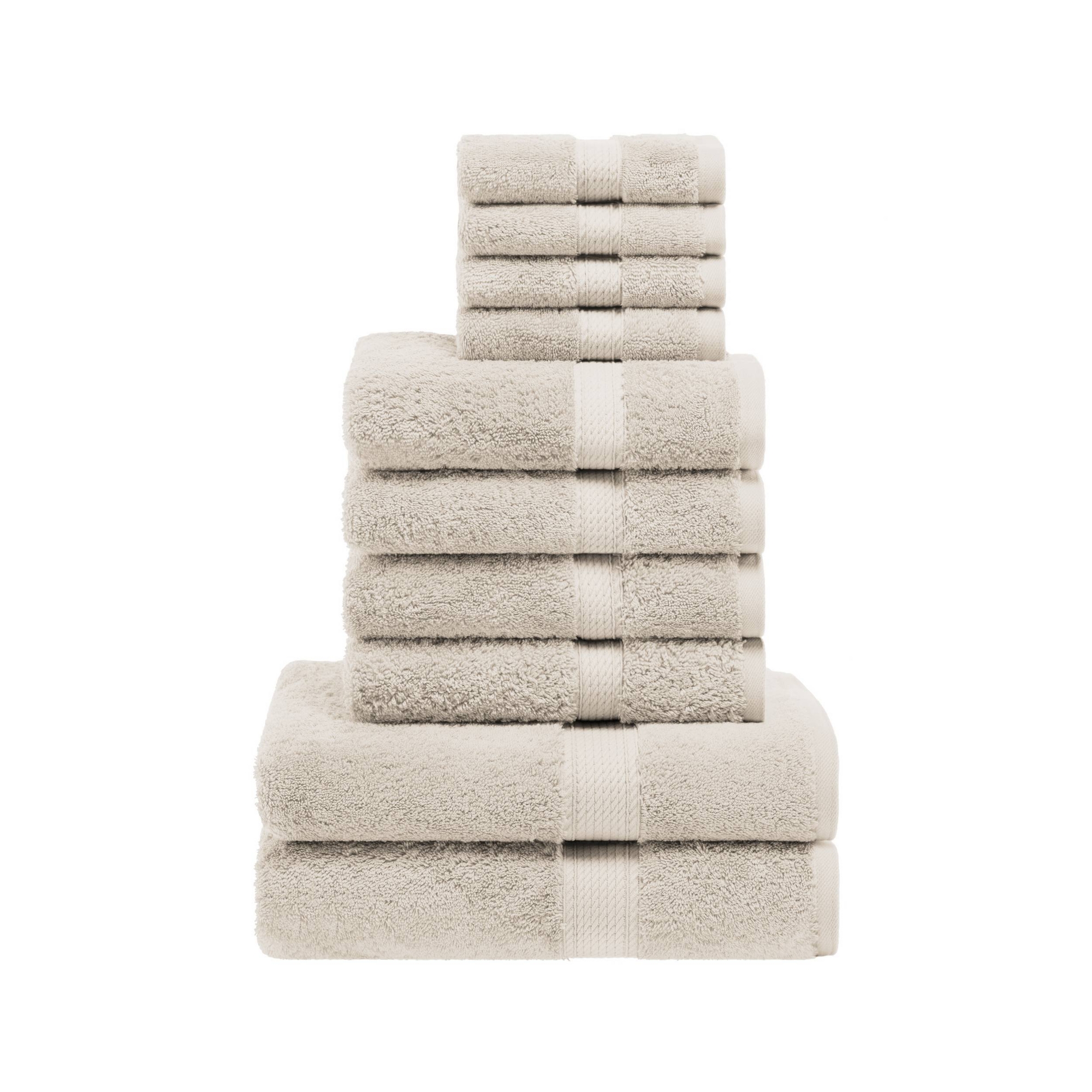 Luxury Egyptian Cotton Heavyweight Ultra-Plush 10 Piece Towel Set, Stone - Blue Nile Mills