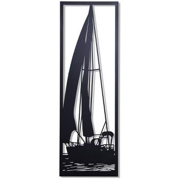 Shadows of A Sailboat in Water Metal Wall Decor Black - StyleCraft