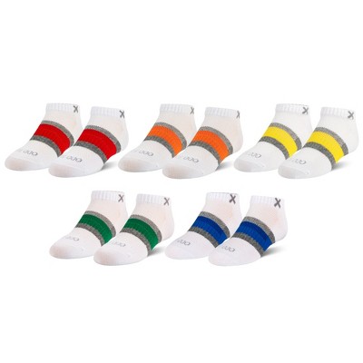 Basix, Kids Ankle Sock Low Profile Cotton Comfort Cushion Fit 5 Pack, 4-10 Years
