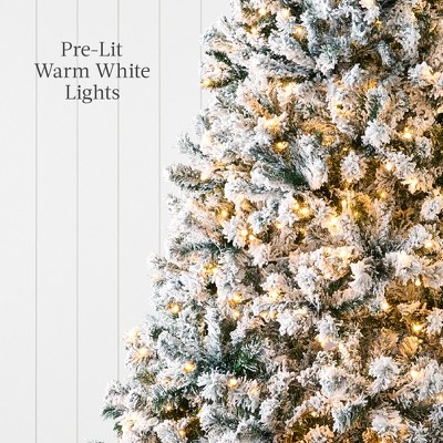 Winter Whisper 6ft Pre-Lit Snow Flocked Pine Christmas Tree with Warm White Lights