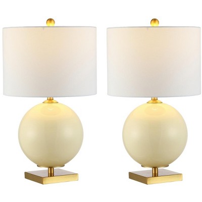 Anina 24" Cream Glass Table Lamp Set with Gold Base