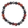 Crucible Men's Red Tigers Eye Stone with Onyx and Hematite Bead Stretch Bracelet (8mm) - 3 of 4