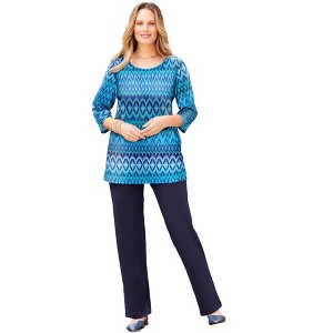 Catherines Women's Plus Size Suprema Feather Together Tee - 1 of 4