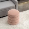 VisioGear Round Ottoman, Soft Velvet Round Ottoman Footrest Stool for Living Room, Pink, 16.93"*16.93"*18.5" - 4 of 4