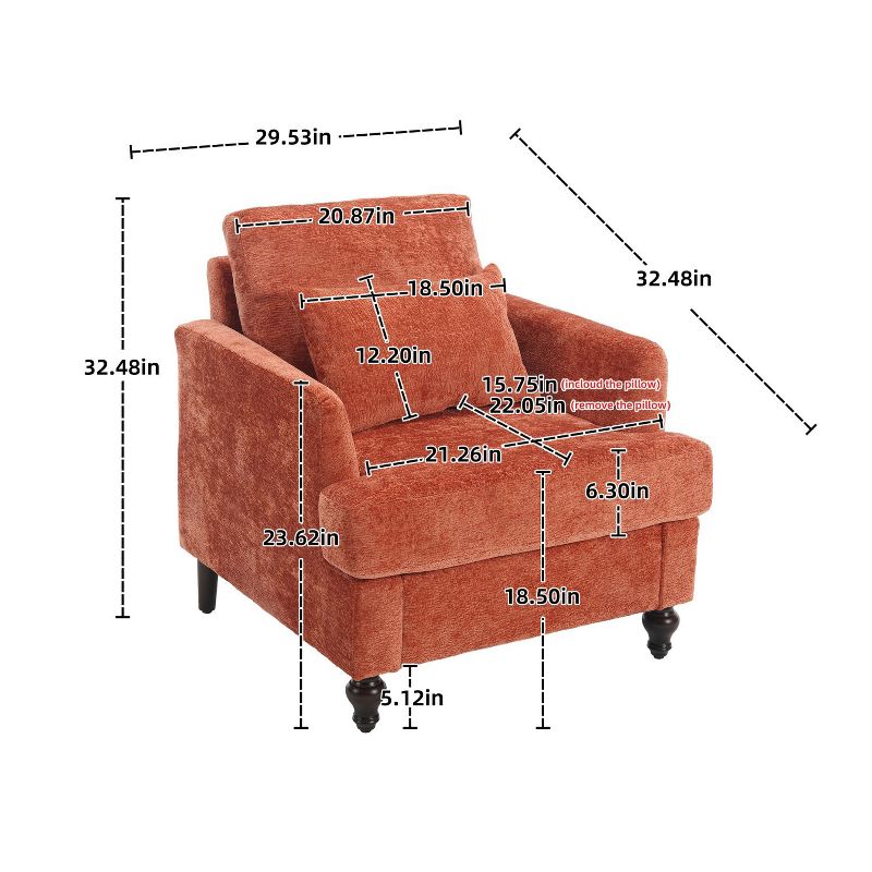 Deja Wood Frame Chenille Accent Chair, Modern Armchair for Living Room - Maison Boucle, 4 of 11