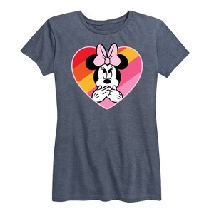 Women's - Disney - Oops Minnie Rainbow Heart Short Sleeve Graphic T-Shirt - 1 of 4