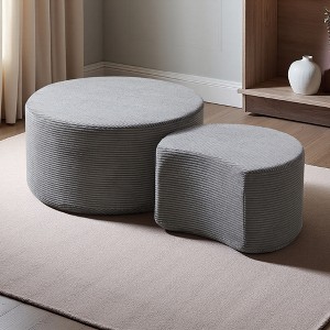 Foam Upholstered Round Nesting Coffee Tables (Set of 2) - 1 of 4