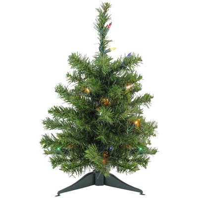 Northlight 1.5' Pre-Lit Medium Canadian Pine Artificial Christmas Tree - Multicolor Lights