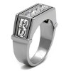 Slickblue Men’s Silver Ring – Square-Cut Clear Synthetic Crystals in Linear Design, Polished Stainless Steel, Sizes 8–13 - 4 of 4