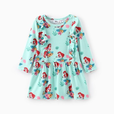PATPAT Disney Princess Toddler GirlsAriel/Rapunzel 1pc Naia? Floral Ruffled Dress