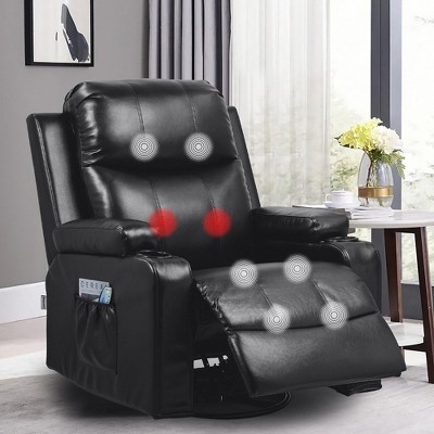 Image of COMHOMA MOM FRIENDLY  Swivel Rocker Nursery Recliner Chair with Massager & Heated, BLACK