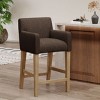 26 Inch Counter Stool Bar Stool,Fabric Upholstered Rubberwood Kitchen Island,Home Bar Stool With Armrests And H-Frame Base-Cuddlewood - 2 of 4