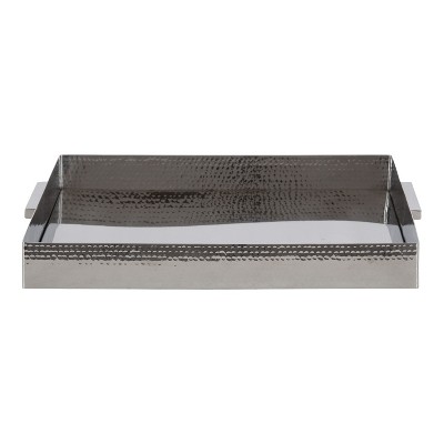 Samana Silver Hammered Stainless Steel Rectangular Tray