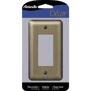 Amerelle Devon Brushed Brass 1 gang Stamped Steel Decorator Wall Plate 1 pk - 1 of 1