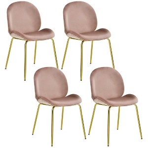 Costway 4PCS Velvet Dining Chair Accent Leisure Chair Armless Side Chair - 1 of 4