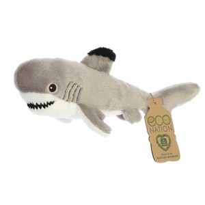 Aurora Medium Eco Softies Black Tipped Shark Eco Nation Eco-Friendly Stuffed Animal Grey 10.5" - 1 of 4