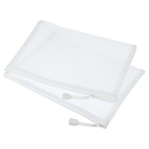 Unique Bargains Mesh Nylon Zipper Pencil Case White 6 Pcs - 1 of 4