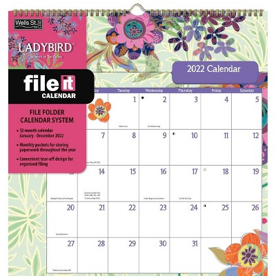 2022 File-It Wall Calendar 12 Month 11.75"x12" Ladybird - Well St. by Lang