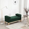 53.5" W Upholstered Bench, Wood Legs & Bolster Pillows, Boucle Fabric, for Bedroom, Living Room, Entryway - 4 of 4