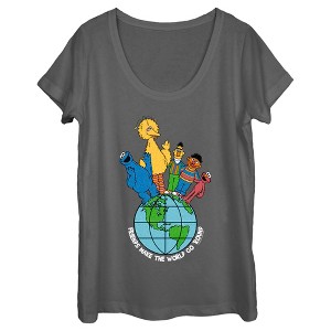 Women's Sesame Street Friends Make the World Go Round T-Shirt - 1 of 4