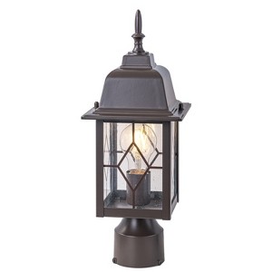 C Cattleya 16in Oil-Rubbed Bronze Outdoor Post Light with Seeded Glass for Walkway, Backyard or Garden - 1 of 4