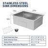 Undermount Kitchen Sink Single Bowl with Accessories,27x19 in Stainless Steel Kitchen, Modern Top Mount 16 Gauge Workstation Sink for Bar, Silver - 4 of 4