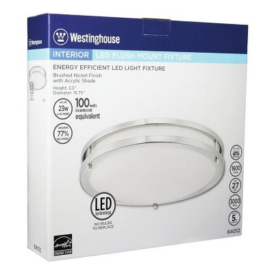 Sleek Brushed Nickel 23W LED Flush Mount Ceiling Lamp