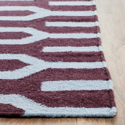 Handwoven Purple and Blue Geometric Wool Area Rug