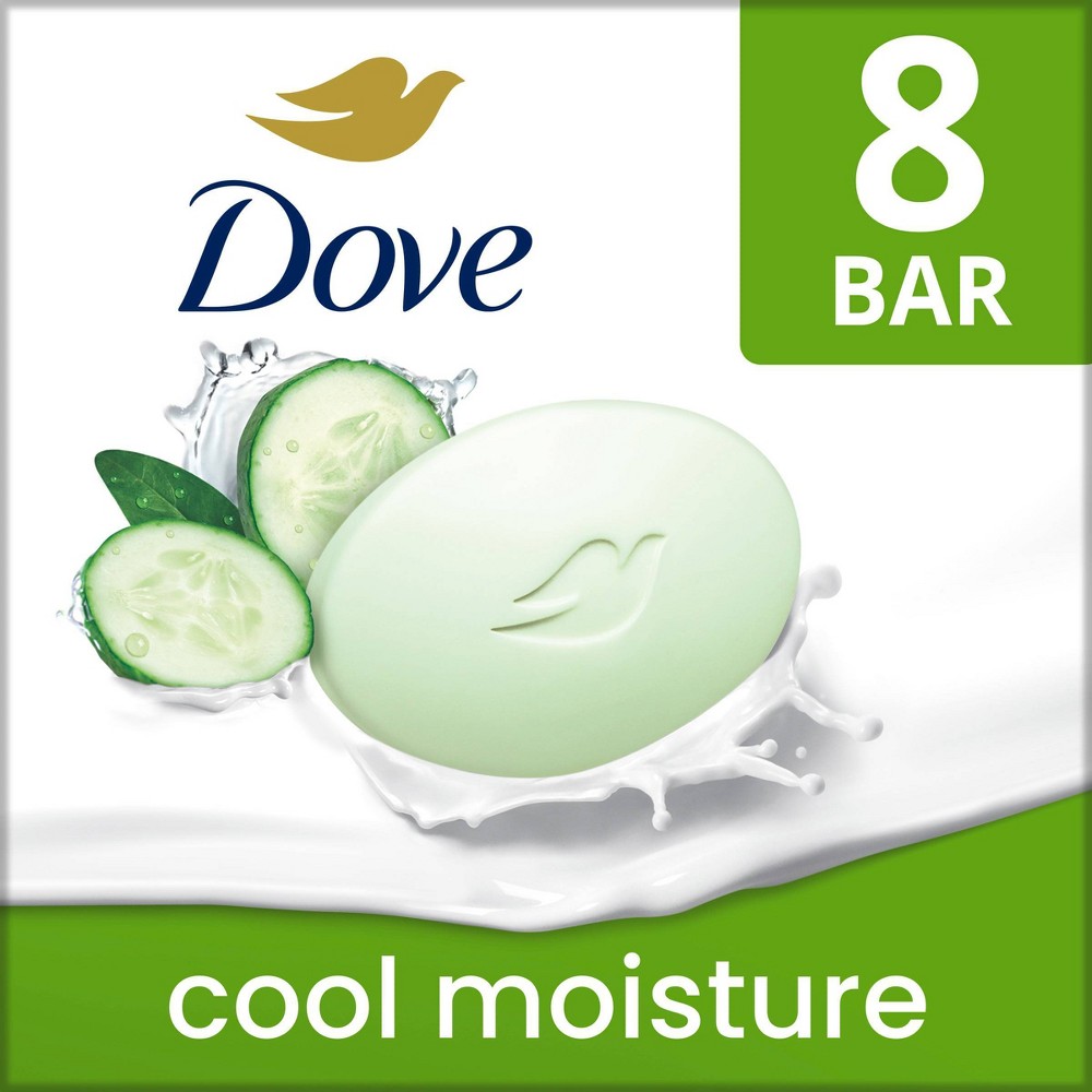 Photos - Shower Gel Dove Beauty Cool Moisture Beauty Bar Soap - Cucumber & Green Tea - 8pk - 3