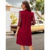 Women's V Neck Shift Dress Elegant Lace Sleeve Work Dresses Loose Tunic Dress - 2 of 3
