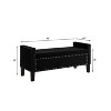 TIRAMISUBEST Upholstered Tufted Button Storage Bench with nails trim,Entryway Living Room Soft Padded Seat with Armrest,Bed Bench-Black - 3 of 4