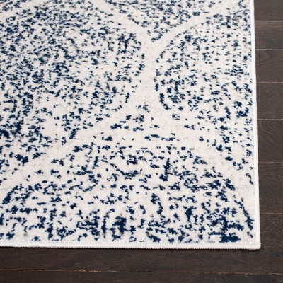 Madison Cream and Royal Blue Synthetic Runner Rug