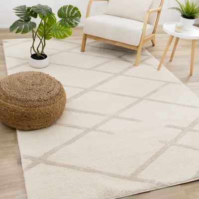 Rug Branch Contemporary Tonal/Solid, Trellis Cream Indoor Area Rug