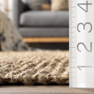 Handcrafted Artisanal Chunky Jute 4' Square Rug in Natural