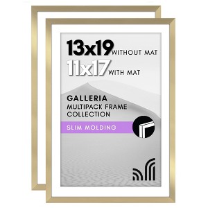 Americanflat 13x19 Picture Frame  - Set of 2 - Use as 11x17 Frame with Mat or 13x19 Frame Without Mat - Gallery Wall Frame Set for Wall Display - Gold - 1 of 4