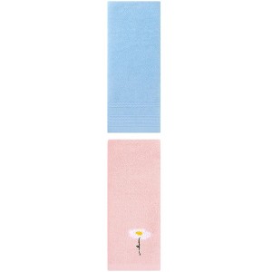 REGALWOVEN Bathroom Soft Absorbent Hand Towel 14" x 30"/13" x 30" 2 Pcs - 1 of 4