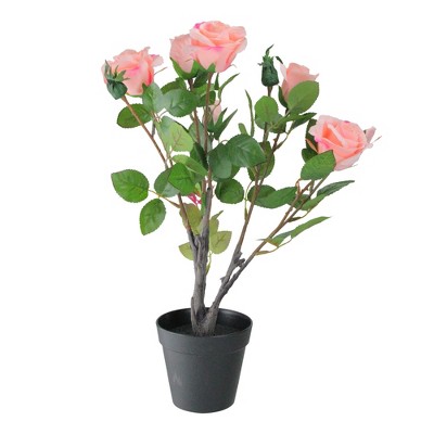 Northlight 19" Artificial Blooming Potted Light Pink Valentine's Day Ecuador Rose Shrub