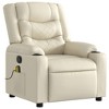vidaXL Massage Recliner Chair - Cream Faux Leather Manual Reclining Lounger With Vibration Massage Points, Cup Holders, Side Pocket - 3 of 4