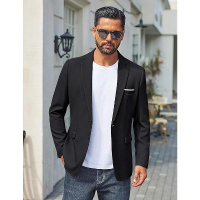 COOFANDY Men's Casual Blazer One Button Sport Coats Lightweight Suit Jacket Navy Blue M — фото 4