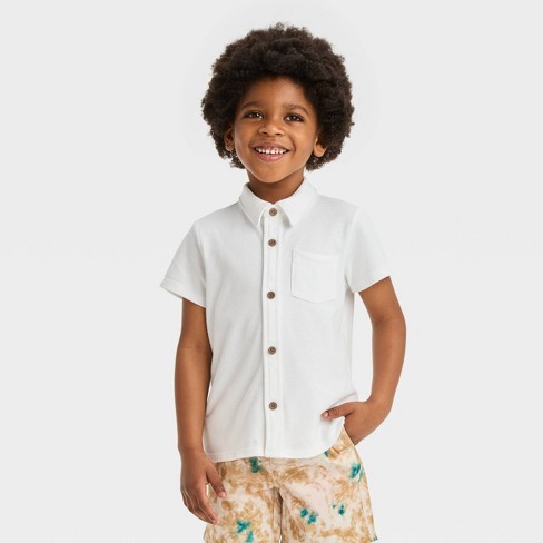 Toddler Boys' Pique Knit Shirt - Cat & Jack™ White 3T