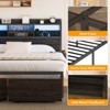 Furnulem Bed Frame with Wood Headboard and Storage Shelf, Metal Platform Bed Frame, LED Lights and Charging Station, No Box Spring Needed, Noise Free - 4 of 4