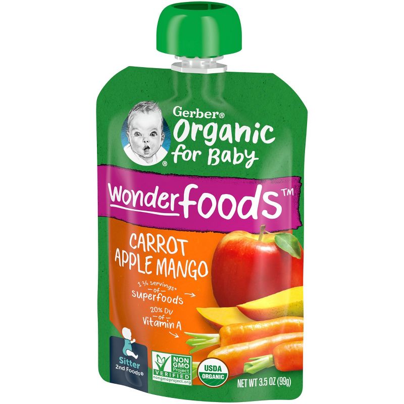 Gerber Organic 2nd Foods Carrot Apple &#38; Mango Baby Food Pouch - 3.5oz, 4 of 10
