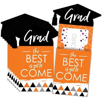 Big Dot of Happiness Orange Grad - Best is Yet to Come - Orange Graduation Party Money and Gift Card Sleeves - Nifty Gifty Card Holders - Set of 8