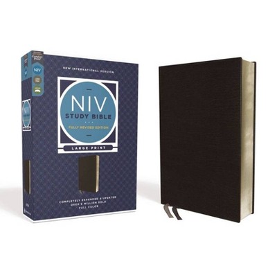 NIV Study Bible, Fully Revised Edition, Large Print, Bonded Leather, Black, Red Letter, Comfort Print - by  Zondervan (Leather Bound)