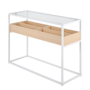 XIYUYEU Narrow Clear Glass Console Table with 4 Storage Shelves,Modern Stylish Minimalist Entryway Table for Living Room - 1 of 4